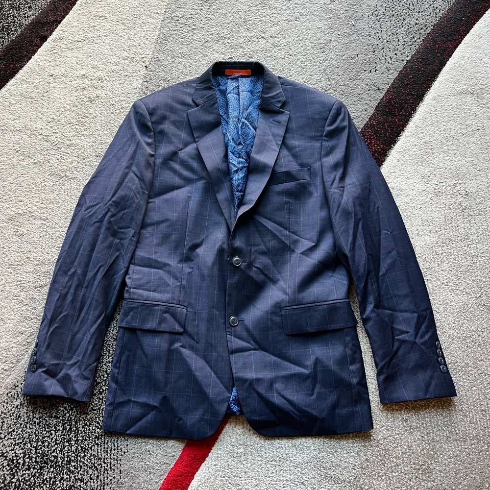 Tallia Blue Windowpane The Mason Fit Wool Sportcoat